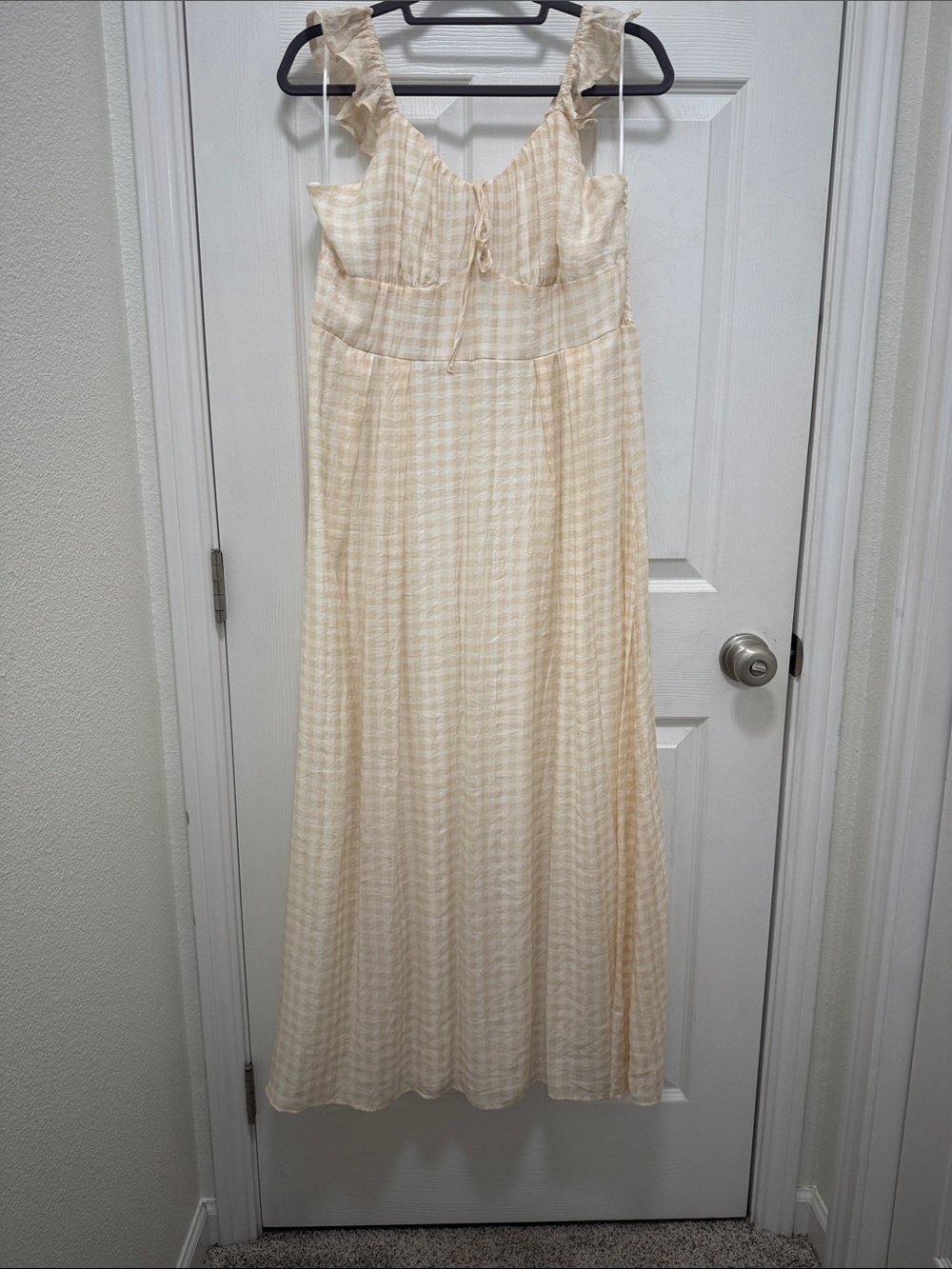 Women's Cream Maxi Dress with Ruffle Straps - Picture 2 of 7